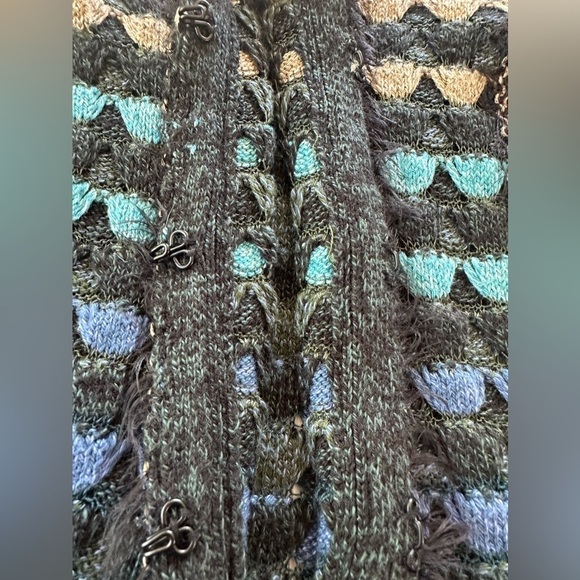 NIC+ZOE Shades of Blue Fish Scale Cardigan Long Sweater Size M / L - Picture 13 of 16